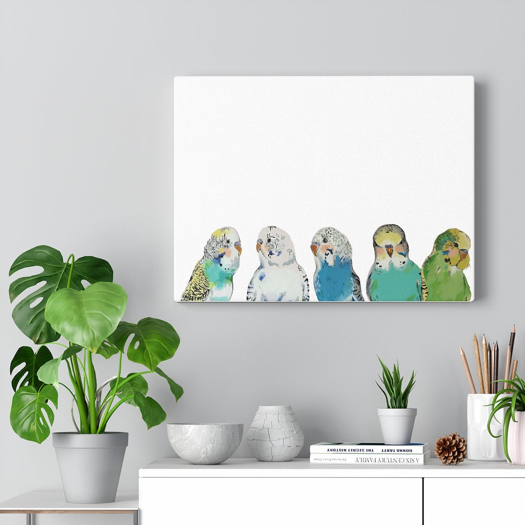 Parakeet Party on Canvas Gallery Wrap