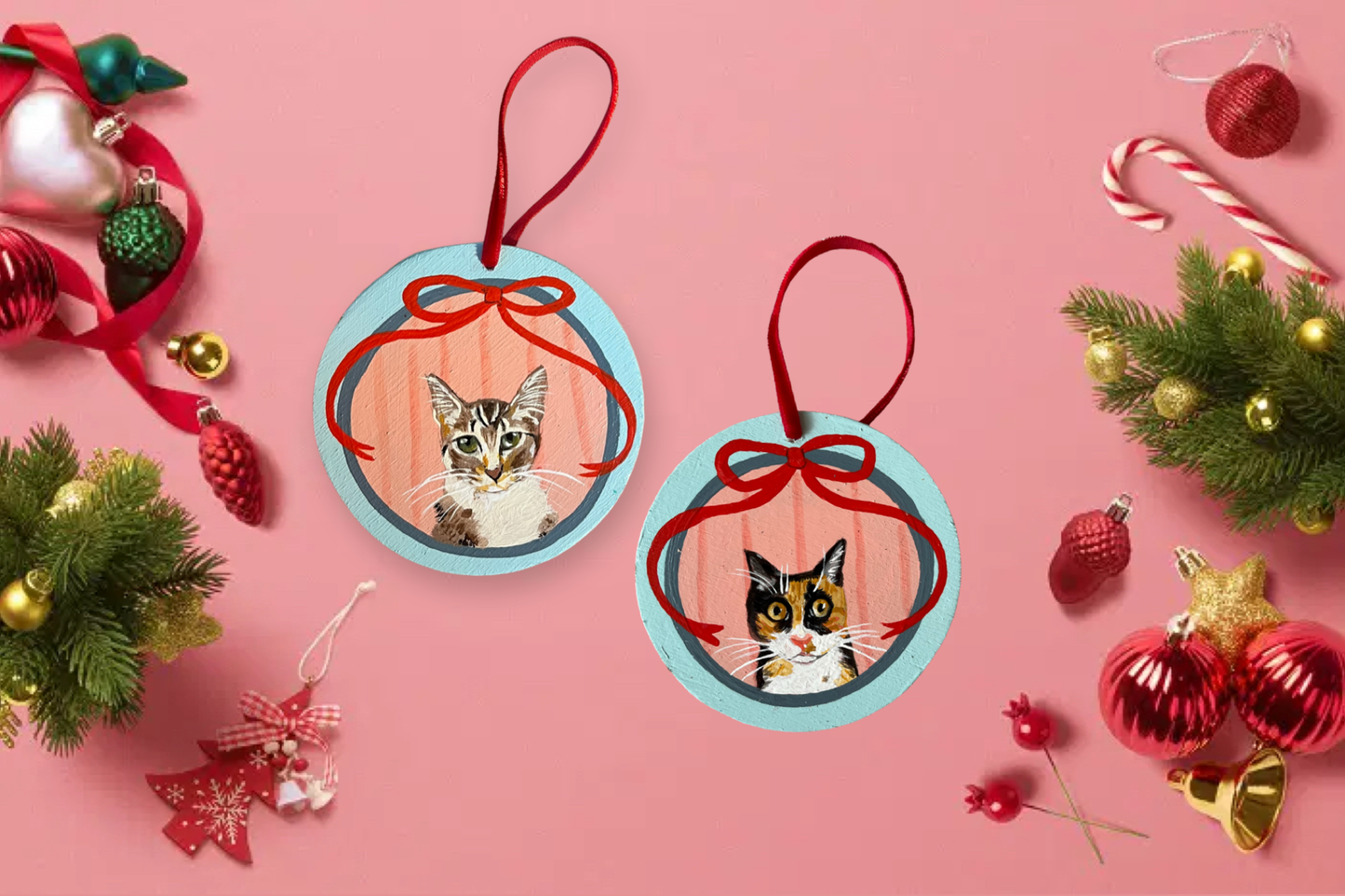 Round Hand Painted Pet Ornaments