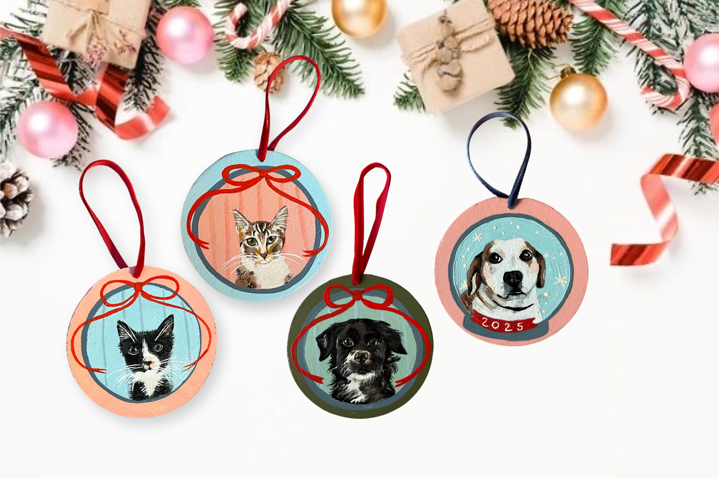 Round Hand Painted Pet Ornaments