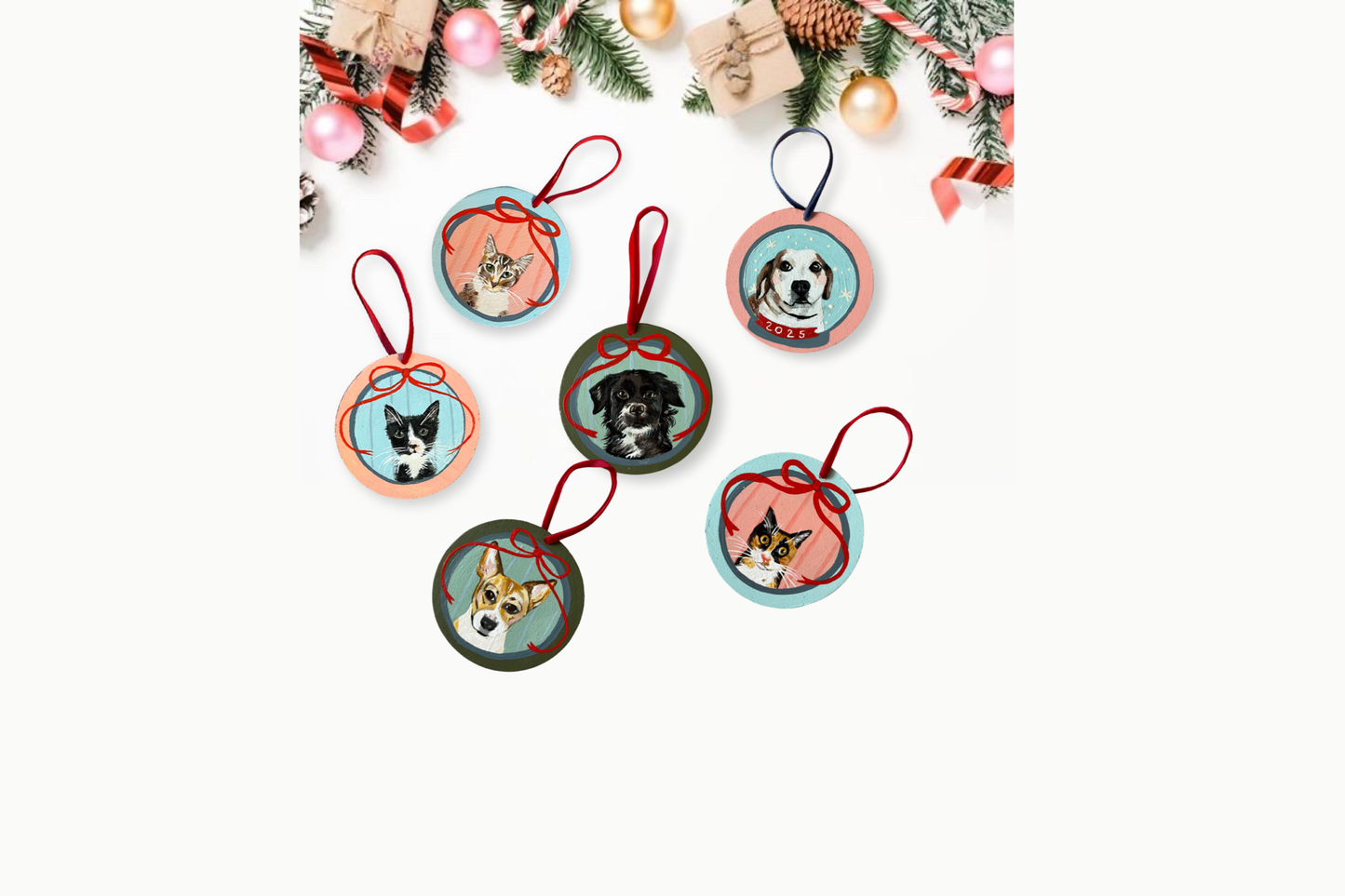 Round Hand Painted Pet Ornaments