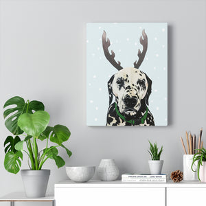 Holiday Pups - Dalmatian on Canvas Gallery Wrap