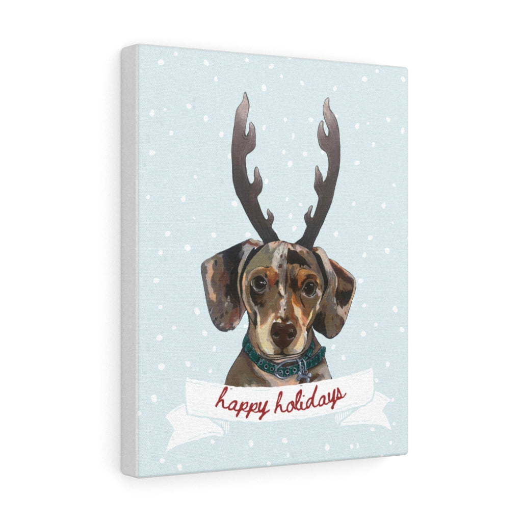 Holiday Pups - Dachshund  on Canvas Gallery Wrap