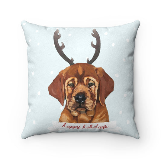Holiday Pups - Auggie Faux Suede Square Pillow