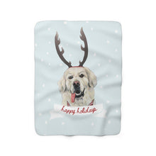 Load image into Gallery viewer, Holiday Pups -  Golden Retreiver Sherpa Fleece Blanket