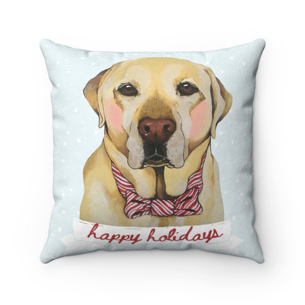 Holiday Pups - Lab Faux Suede Square Pillow