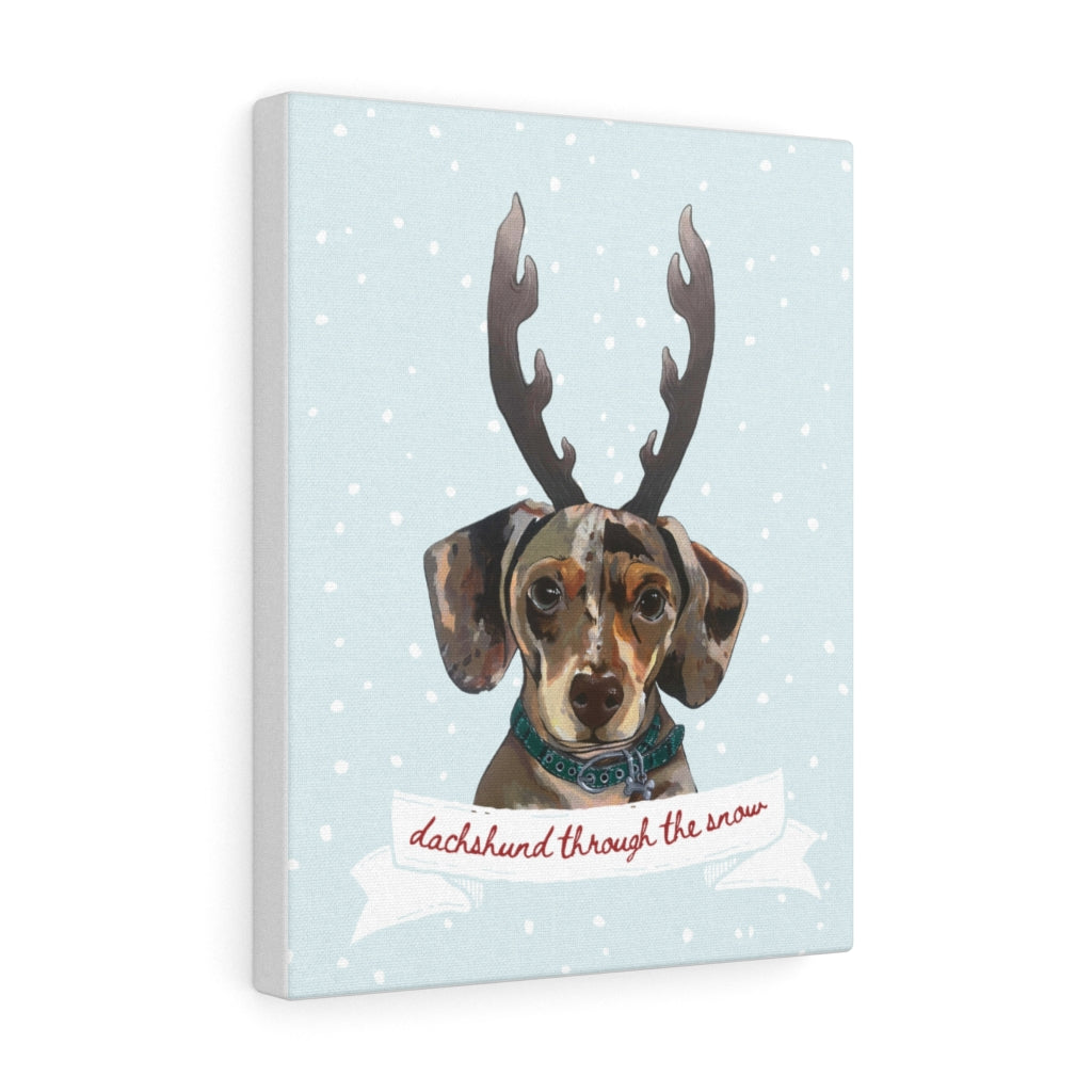 Holiday Pups - Dachshund Through The Snow on Canvas Gallery Wrap