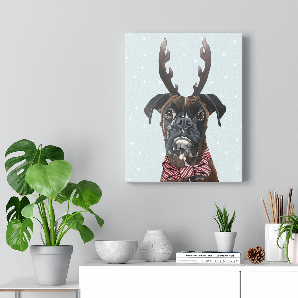 Holiday Pups - Boxer on Canvas Gallery Wrap