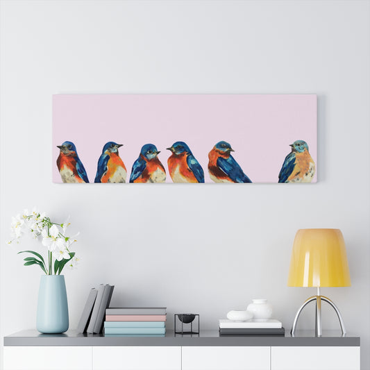 Bluebirds on 36x12 inch Canvas Gallery Wrap