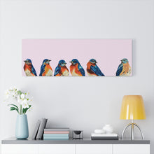 Load image into Gallery viewer, Bluebirds on 36x12 inch Canvas Gallery Wrap