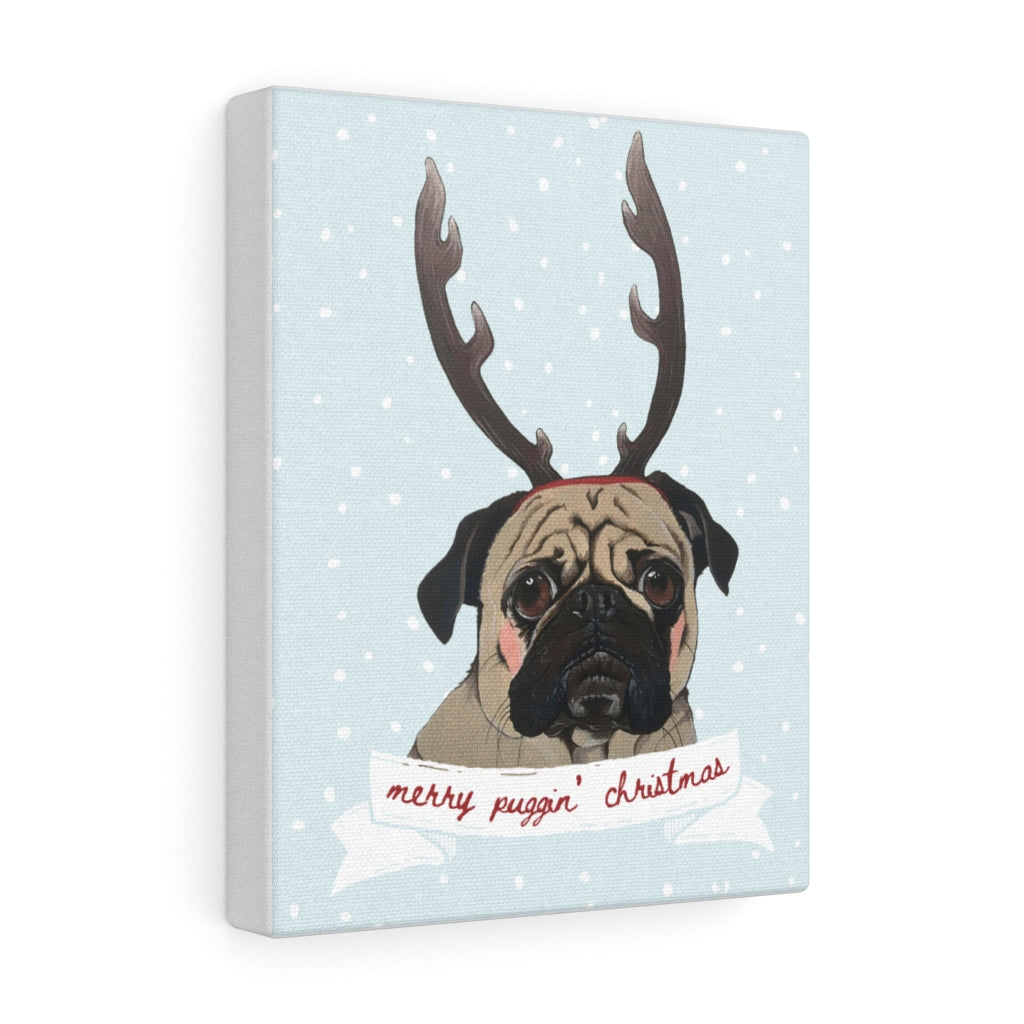 Holiday Pups - Merry Puggin' Christmas on Canvas Gallery Wrap