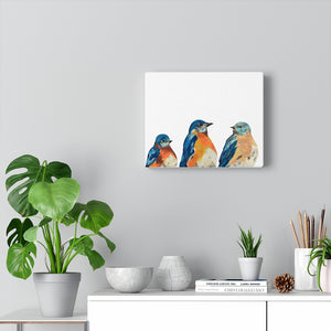 Three Bluebirds on Canvas Gallery Wrap