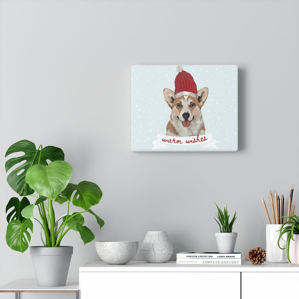Holiday Pups - Corgi on Canvas Gallery Wrap